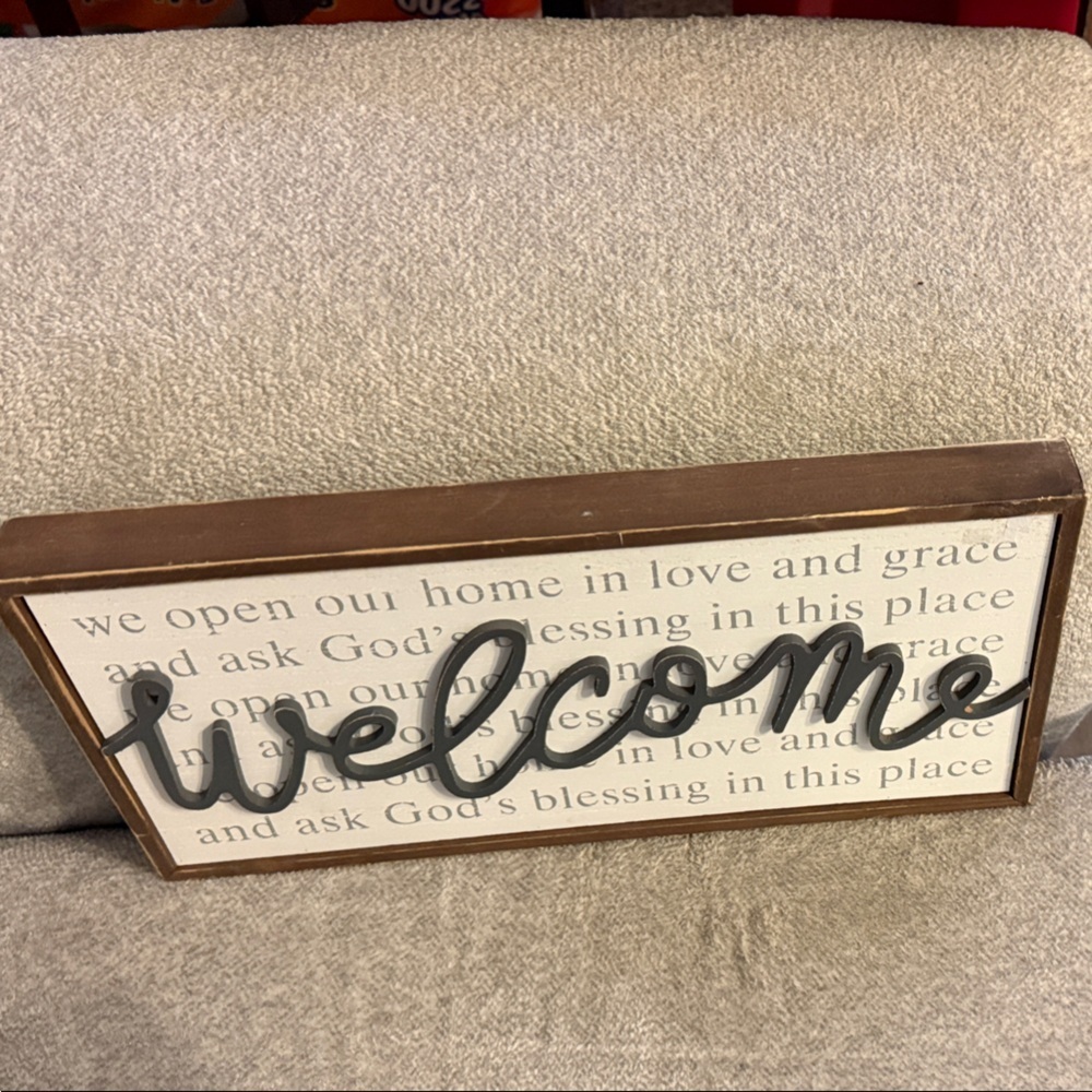 Farmhouse We Open Our Home in Love & Grace Framed Wall Sign Christian Home Decor - Picture 5 of 10